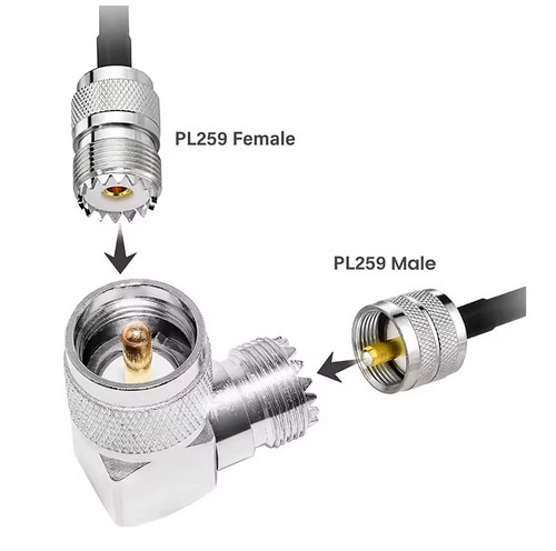 adaptateur-p-Male-fremelle-Coude PL259 mâle SO239 femelle UHF adaptateur à Angle droit forme en L 90 degrés